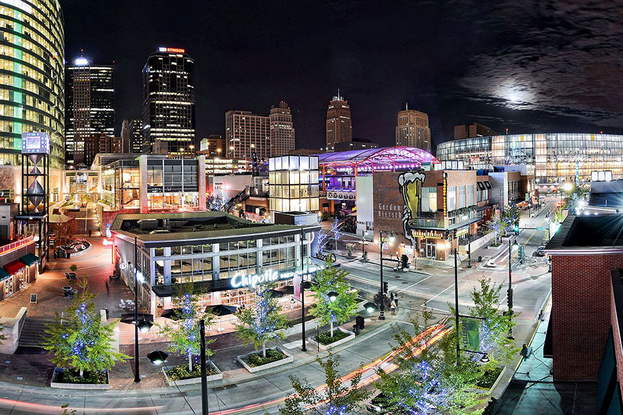 Power and Light District at night